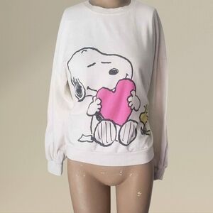 Peanuts Snoopy White and Pink Women's Sweater